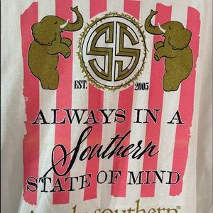 Simply Southern Shirt Womens Large White  Pink Southern State Of Mind